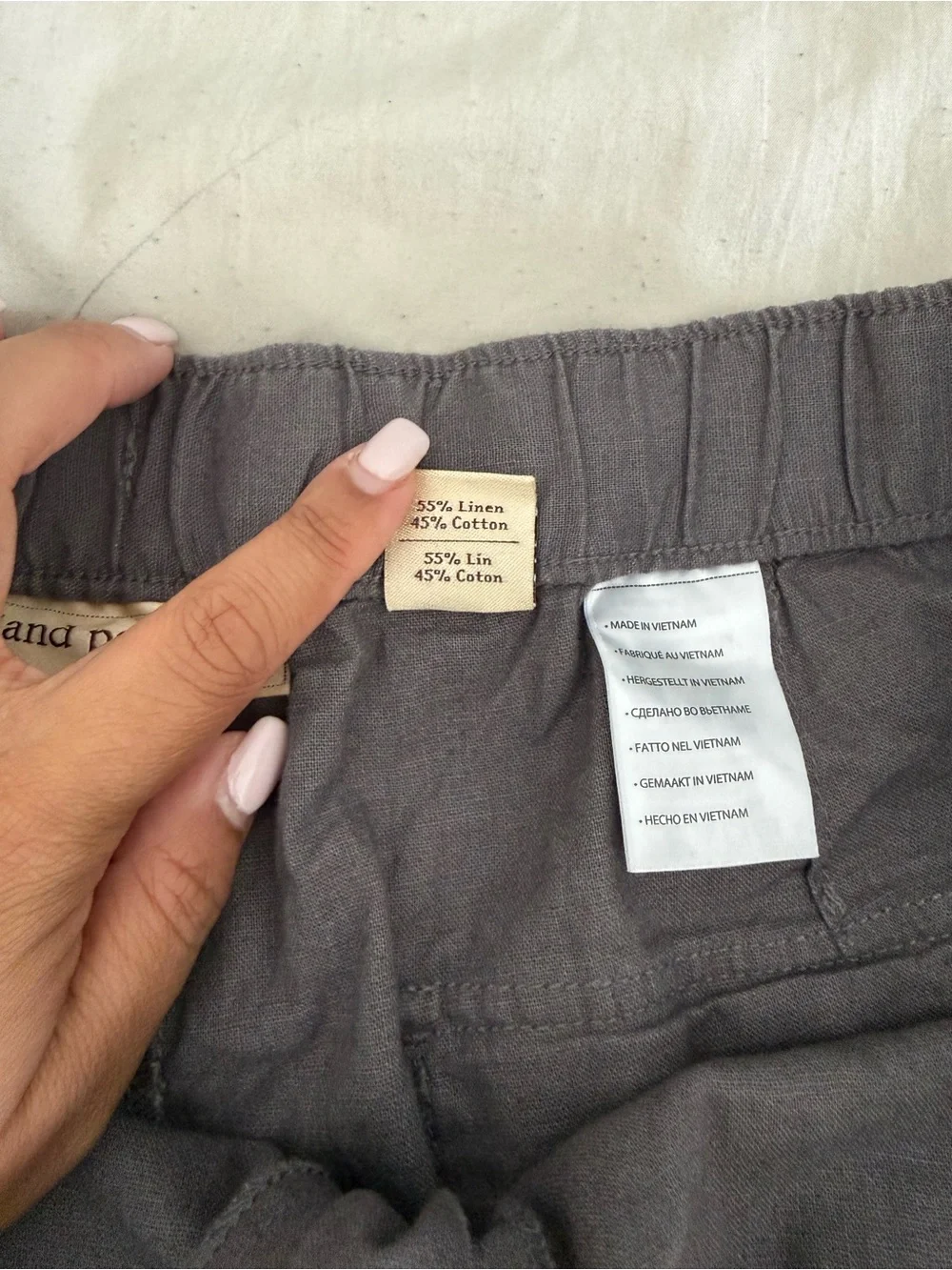 Island Passport Gray Linen Cotton Blend Pull On Pants 2X Elastic Waist Summer